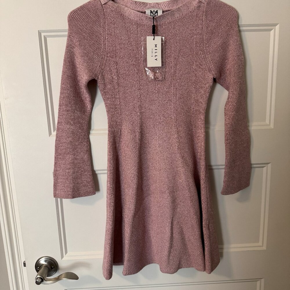 Milly Minis Dress for Kids - Metallic Button Shoulder Sweater Dress, NWT